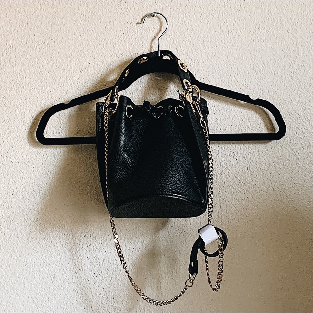 Mini black shoulder bag.